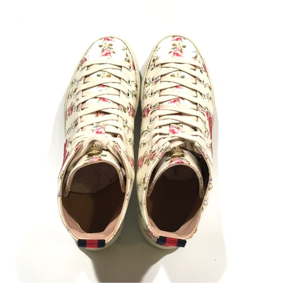 GUCCI 'BLIND FOR LOVE' FLORAL PRINT HIGH TOP SNEAKERS -WOMEN’S US 7 -NEW - Picture 8 of 10